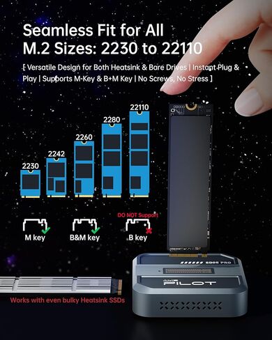 محطة إرساء SD05 Pro M.2 SSD إلى USB C، قارئ خارجي NVMe PCIe SATA NGFF بسرعة 10 جيجابت في الثانية، حاوية ألومنيوم خالية من الأدوات برقاقة RTL9210C مع حافظة تبريد ومنظم محمولة ثلاثية الجوانب، سعة 4 تيرابايت، رمادي in Kuwait