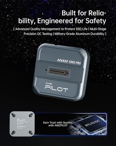 محطة إرساء SD05 Pro M.2 SSD إلى USB C، قارئ خارجي NVMe PCIe SATA NGFF بسرعة 10 جيجابت في الثانية، حاوية ألومنيوم خالية من الأدوات برقاقة RTL9210C مع حافظة تبريد ومنظم محمولة ثلاثية الجوانب، سعة 4 تيرابايت، رمادي in Kuwait