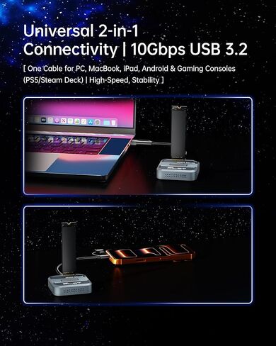 محطة إرساء SD05 Pro M.2 SSD إلى USB C، قارئ خارجي NVMe PCIe SATA NGFF بسرعة 10 جيجابت في الثانية، حاوية ألومنيوم خالية من الأدوات برقاقة RTL9210C مع حافظة تبريد ومنظم محمولة ثلاثية الجوانب، سعة 4 تيرابايت، رمادي in Kuwait