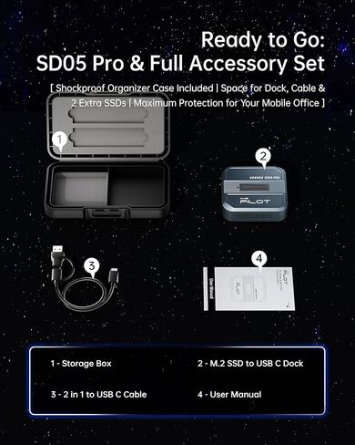 محطة إرساء SD05 Pro M.2 SSD إلى USB C، قارئ خارجي NVMe PCIe SATA NGFF بسرعة 10 جيجابت في الثانية، حاوية ألومنيوم خالية من الأدوات برقاقة RTL9210C مع حافظة تبريد ومنظم محمولة ثلاثية الجوانب، سعة 4 تيرابايت، رمادي in Kuwait