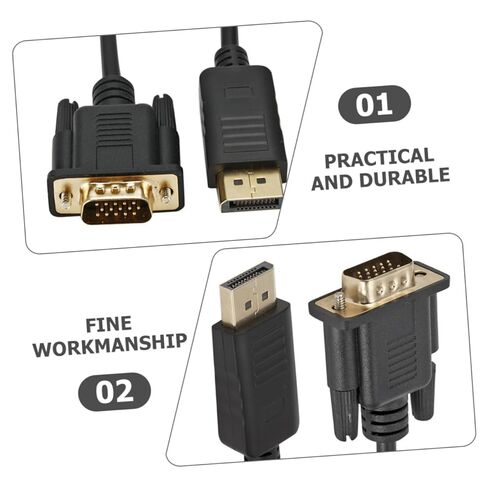 1.8M Displayport to Vga Cable High Definition Video Adapter for Monitor Projector Stable Performance Easy to Use Compatible with Desktop Computers More in Kuwait