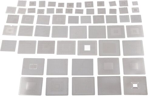 Eujgoov 60 Pcs BGA Reballing Stencils, Stainless Steel Universal Rework Net Template Kit with Clear Specifications for Computer Chip Repair Laptop Desktop Motherboard in Kuwait