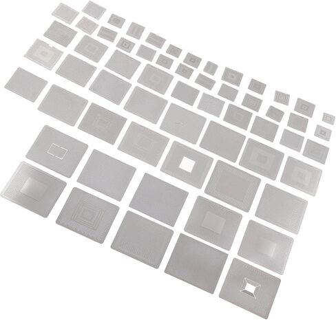 Eujgoov 60 Pcs BGA Reballing Stencils, Stainless Steel Universal Rework Net Template Kit with Clear Specifications for Computer Chip Repair Laptop Desktop Motherboard in Kuwait