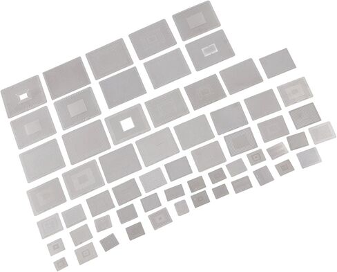 Eujgoov 60 Pcs BGA Reballing Stencils, Stainless Steel Universal Rework Net Template Kit with Clear Specifications for Computer Chip Repair Laptop Desktop Motherboard in Kuwait