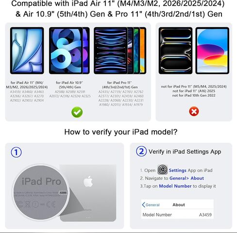 حافظة لجهاز iPad Air 11 بوصة (M4/M3/M2، 2026/2025/2024) مع لوحة مفاتيح، iPad Pro 11 بوصة (1st/2nd/3rd/4th) ولوحة مفاتيح Air 5/4 السحرية، مفاتيح بإضاءة خلفية نابضة بالحياة، لوحة تتبع متعددة اللمس مطورة، أبيض in Kuwait