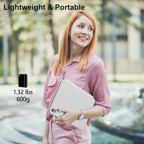 حافظة لجهاز iPad الجيل 11/10 مع لوحة مفاتيح، لوحة مفاتيح سحرية لجهاز iPad (A16) 2025/10 مقاس 10.9 بوصة 2022، مفاتيح بإضاءة خلفية نابضة بالحياة، سطح مقاوم للبقع، لوحة تتبع متعددة اللمس، أبيض in Kuwait