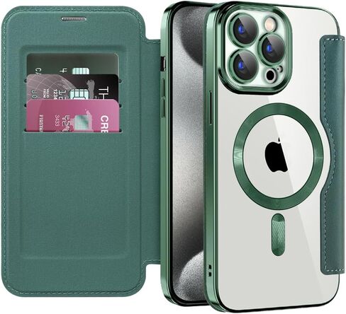 Flip Case for iPhone 16 Pro Max Clear Shell Leather Cover Electroplate Heavy Duty 360 Protect Wireless Charge Anti-Skimming Card Slot Wallet Case for Apple iPhone 16 Pro Max. JD Gray in Kuwait