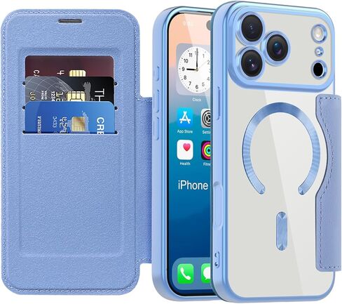 حافظة قابلة للطي لهاتف iPhone 16 Pro Max، غطاء جلدي شفاف مطلي بالكهرباء عالي التحمل 360 درجة، حماية الشحن اللاسلكي، مضادة للسرقة، فتحة بطاقة لهاتف Apple iPhone 16 Pro Max. دينار رمادي in Kuwait