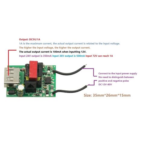 3Pcs USB Buck Converter Stabilizer 12V-80V to 5V DC-DC Buck Module 12V 24V 36V 48V 60V 72V to 5V 1A USB Step Down Isolation Power Module in Kuwait