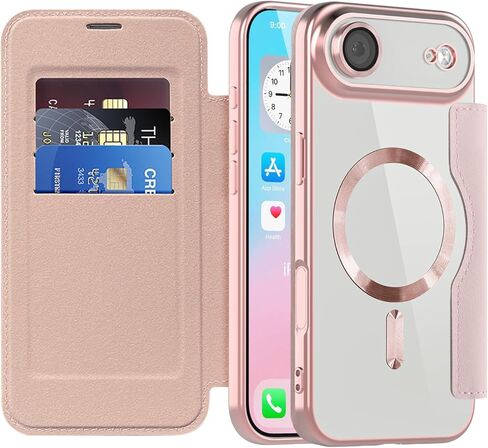حافظة قابلة للطي لهاتف iPhone 16 Pro Max، غطاء جلدي شفاف مطلي بالكهرباء عالي التحمل 360 درجة، حماية الشحن اللاسلكي، مضادة للسرقة، فتحة بطاقة لهاتف Apple iPhone 16 Pro Max. دينار رمادي in Kuwait