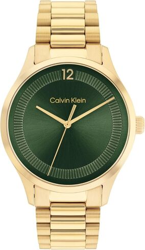 Calvin Klein Unisex Quartz Ionic Gold Plated Steel and Link Bracelet Watch, Color: Gold Plated (Model: 25200038) in Saudi Arabia