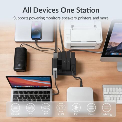 Gitryin Laptop Charging Station, 140W, 3 * 65W, 40W Retractable USB C Chargers, 10 Type C Ports with Cooling Power Strip, 375W Charging Hub in Kuwait