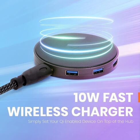 Helix 9-in-1 USB-C Hub, 10W Fast Wireless Charging USB C Hub, 60W Power Delivery Charging, Type C Hub with 3 USB 3.0 Ports, 1 4K HDMI, USB-C, SD, and Micro SD Ports in Kuwait