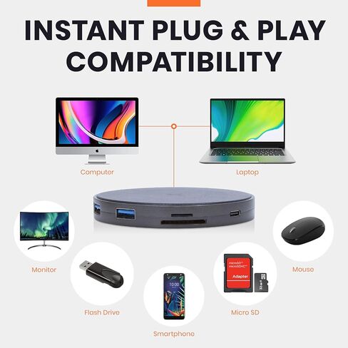 Helix 9-in-1 USB-C Hub, 10W Fast Wireless Charging USB C Hub, 60W Power Delivery Charging, Type C Hub with 3 USB 3.0 Ports, 1 4K HDMI, USB-C, SD, and Micro SD Ports in Kuwait