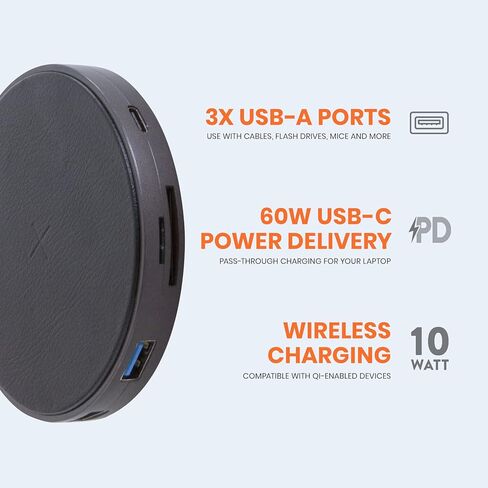 Helix 9-in-1 USB-C Hub, 10W Fast Wireless Charging USB C Hub, 60W Power Delivery Charging, Type C Hub with 3 USB 3.0 Ports, 1 4K HDMI, USB-C, SD, and Micro SD Ports in Kuwait