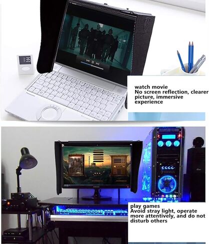 غطاء شاشة عرض مقاس 16-27 بوصة، غطاء شاشة مضاد للوهج قابل للطي، فتحة USB علوية/تصميم محيطي ثلاثي الجوانب، لأجهزة الكمبيوتر بعرض 16-27 بوصة، مناسب للحمل، للمكتب، ألعاب اللعب in Kuwait