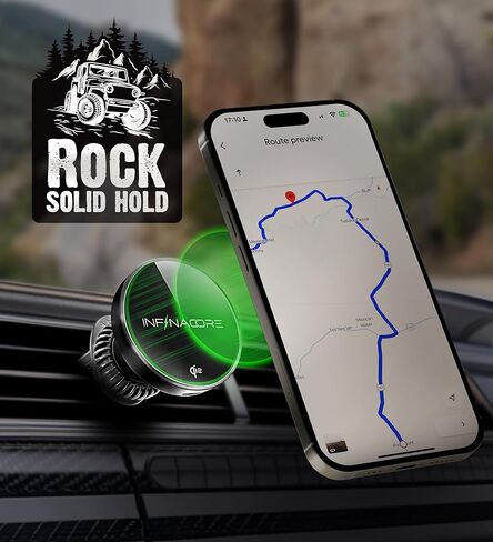 InfinaCore لشاحن Qi2 15W MagSafe لتثبيت السيارة، شاحن سيارة لاسلكي مغناطيسي فائق السرعة لملحقات iPhone 16 Pro Max، شاحن Qi2 MagSafe يناسب iPhone 16 15 14 13 12، سامسونج مع حافظة MagSafe in Kuwait