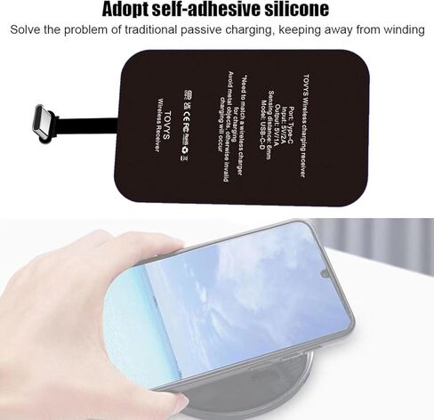 مستقبل ومحول الشحن اللاسلكي، وحدة استقبال الشاحن اللاسلكي Qi، مناسب لهواتف Google Pixel 3A XL وSamsung Galaxy A13/A14/A15/A42 وLG وهواتف USB-C الأخرى. in Kuwait