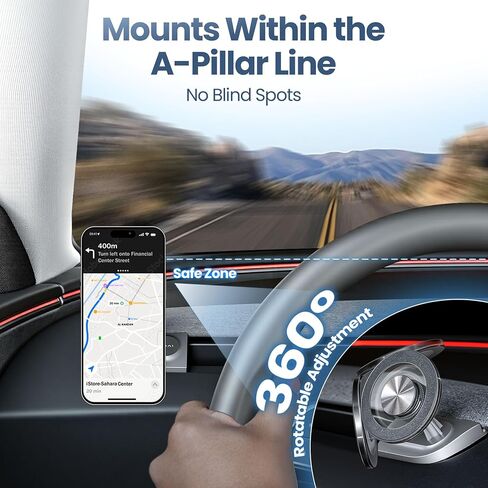 Magnetic Phone Mount for 2025 2026 Tesla Model Y Juniper, Driver-Side Vent MagSafe Phone Holder for 2024-2026 Tesla Model 3 Highland, Tesla Model Y Accessories,360° Adjustable Magnet MagSafe Car Mount in Kuwait