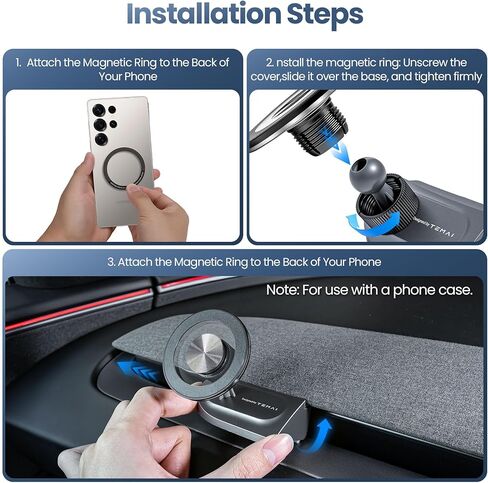 Magnetic Phone Mount for 2025 2026 Tesla Model Y Juniper, Driver-Side Vent MagSafe Phone Holder for 2024-2026 Tesla Model 3 Highland, Tesla Model Y Accessories,360° Adjustable Magnet MagSafe Car Mount in Kuwait