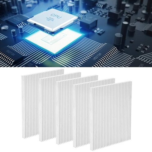 5 Pieces Aluminum Heat Sink, Computer Heatsinks 7mm Ultra Thin CPU Cooling Heat Dissipating Parts, with Slotted Fine Teeth for Router IC Power Supply PCB 5 Pieces Aluminum in Kuwait