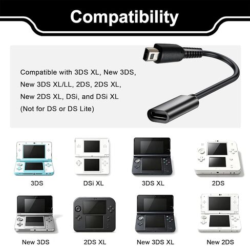 كابل محول USB C شاحن 3DS، متوافق مع سلسلة 3DSXL/2DSXL/2DS/DSi XL/DSi، ملحقات شاحن USB C 3DS تدعم USB A إلى C وUSB C إلى C للاعبين أثناء السفر إلى المنزل، شحن موثوق به in Kuwait