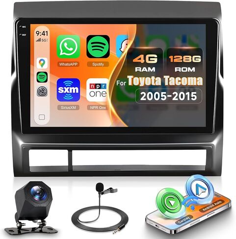 8 Core 6G+128G Android Car Radio for Toyota Tacoma 2005-2015 with Wireless CarPlay Android Auto, 9" Touchscreen Car Stereo Mirror Link GPS WiFi Bluetooth FM RDS DSP EQ SWC Backup Camera in Kuwait