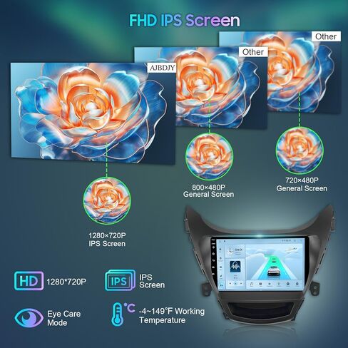 راديو ستيريو للسيارة Hyundai Elantra (2012-2013)، 9 بوصة 1280x720P IPS HD شاشة لمس لاسلكية Carplay Andriod Auto in Kuwait