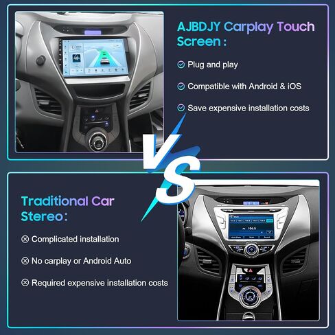 راديو ستيريو للسيارة Hyundai Elantra (2012-2013)، 9 بوصة 1280x720P IPS HD شاشة لمس لاسلكية Carplay Andriod Auto in Kuwait