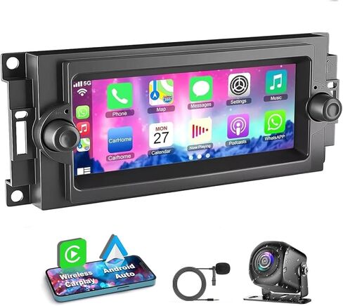 Android 14 Car Stereo Radio Upgrade for Dodge Dakota 2005 2006 2007, 6.86 Inch HD Touch Screen GPS Navigator with Wireless CarPlay Android Auto/WiFi/GPS/FM/SWC/Bluetooth/AHD Backup Camera in Kuwait