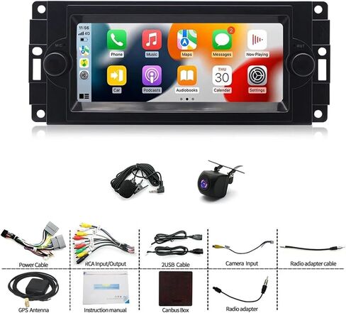 Android 14 Car Stereo Radio Upgrade for Dodge Dakota 2005 2006 2007, 6.86 Inch HD Touch Screen GPS Navigator with Wireless CarPlay Android Auto/WiFi/GPS/FM/SWC/Bluetooth/AHD Backup Camera in Kuwait
