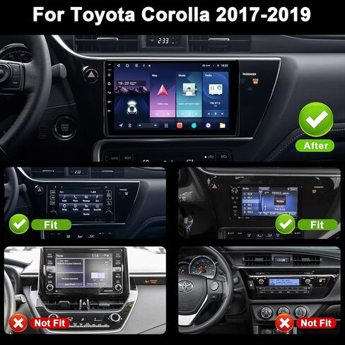 راديو سيارة Android 15 لسيارة Toyota Corolla 2017-2019: 10.1 بوصة 4 جيجابايت + 64 جيجابايت ترقية ستيريو السيارة CarPlay اللاسلكي وAndroid Auto مع WiFi 6، Bluetooth، GPS، FM/RDS، EQ، SWC، كاميرا احتياطية 1080P in Kuwait
