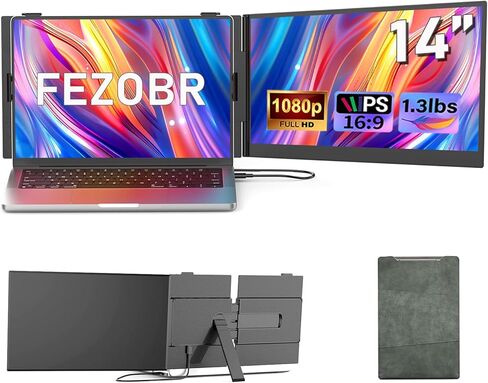 14" Laptop Screen Extender, Ultra-Thin 0.17" FHD 1080P IPS Portable Monitor for Laptop, Dual Monitor Extender, Plug & Play, Work with Windows/Mac/Chrome, Fits 13"-17.3" Laptops in Kuwait