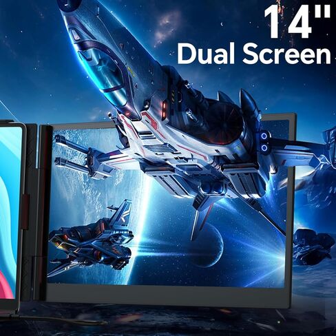 14" Laptop Screen Extender, Ultra-Thin 0.17" FHD 1080P IPS Portable Monitor for Laptop, Dual Monitor Extender, Plug & Play, Work with Windows/Mac/Chrome, Fits 13"-17.3" Laptops in Kuwait