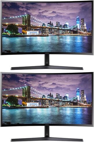 شاشة سامسونج CF39 الاحترافية مقاس 27 بوصة بدقة 1080 بيكسل منحنية IPS LCD، حزمة من قطعتين مع تقنية FreeSync وHDMI وVGA (C27F390FHN) in Kuwait
