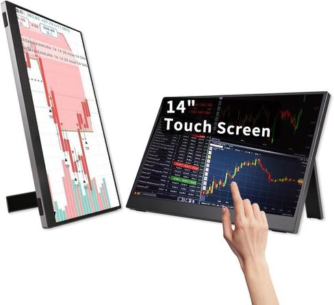 شاشة QQU محمولة تعمل باللمس مقاس 14 بوصة، شاشة عرض فائقة النحافة للسفر بدقة 1920 × 1200 IPS/HDR مع حامل VESA وغطاء ذكي، ومسند ومكبرات صوت، وشاشة HDMI USB-C خارجية لأجهزة الكمبيوتر المحمول والكمبيوتر الشخصي والهاتف والكمبيوتر اللوحي وأجهزة PS4/5 in Kuwait