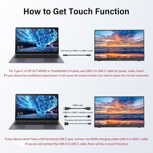 شاشة QQU محمولة تعمل باللمس مقاس 14 بوصة، شاشة عرض فائقة النحافة للسفر بدقة 1920 × 1200 IPS/HDR مع حامل VESA وغطاء ذكي، ومسند ومكبرات صوت، وشاشة HDMI USB-C خارجية لأجهزة الكمبيوتر المحمول والكمبيوتر الشخصي والهاتف والكمبيوتر اللوحي وأجهزة PS4/5 in Kuwait