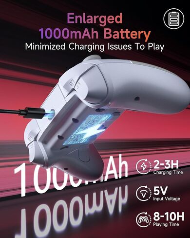 وحدة تحكم الكمبيوتر اللاسلكية EasySMX X20 مع 4 مجاذيف خلفية، وعصا التحكم في القاعة، ومشغلات الوضع المزدوج، واستقصاء 1000 هرتز، RGB، 1000 مللي أمبير - وحدة تحكم ألعاب Bluetooth/USB للكمبيوتر الشخصي/Switch/Steam/Android in Kuwait