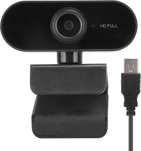 ciciglow HighDefinition USB Webcam with Rotating Lens for Stable Picture Quality Plug and Play Camera for Smooth Video Calling Compatible with Notebooks and Desktops Black (Black) in Kuwait