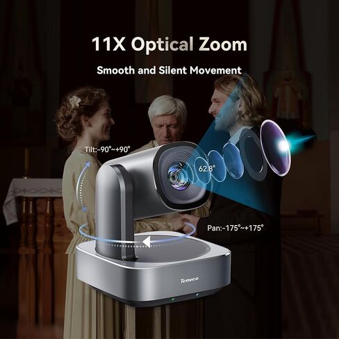 Tenveo 11X Optical Zoom PTZ Camera Conference Camera, USB3.0/HDMI FHD 1080P 60FPS, for Video Conferencing Live Streaming Church Services Worship Events Business Meeting in Kuwait