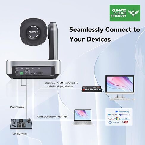 Tenveo 11X Optical Zoom PTZ Camera Conference Camera, USB3.0/HDMI FHD 1080P 60FPS, for Video Conferencing Live Streaming Church Services Worship Events Business Meeting in Kuwait