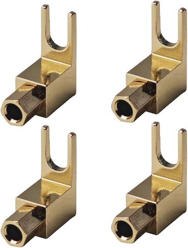 4PCS Banana Plug to Spade Adapter, Hi-Fi Brass Gold Plated Connector with Dual Angle Screw for Speaker Amplifier Audio Cable Vintage System in Kuwait