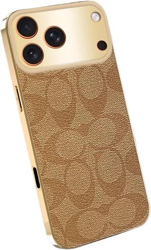 حافظة لهاتف iPhone، جلد PU عتيق، حماية للكاميرا، إطار مطلي بالكهرباء مقاوم للاهتراء ومضاد لبصمات الأصابع وممتص للصدمات، غطاء مقاوم للصدمات من الدرجة العسكرية (ذهبي، iPhone 17 Pro Max) in Kuwait