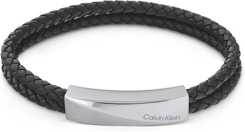 Calvin Klein Jewelry Men's Braided Leather Bracelet, Color: Black (Model: 35000097) in Saudi Arabia