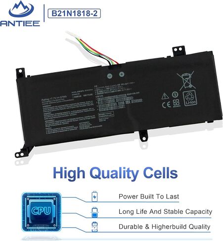 بطارية الكمبيوتر المحمول ANTIEE B21N1818-2 C21N1818-2 لأجهزة Asus VivoBook 14 F412DA F412DK F412FJ F412FA F412FL F412UA A412FA A412DA A412FL A412FJ A412UA X412DA X412FA X412FJ X412FL X412UA X412UB X412UF R424DA in Kuwait