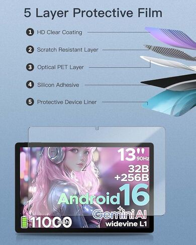 2-Pack Screen Protector for DOOGEE U13 13 inch Tablet, 9H Hardness Tempered Glass for DOOGEE U13 Tablet, Anti-Scratch, Bubble Free, HD Clarity in Kuwait