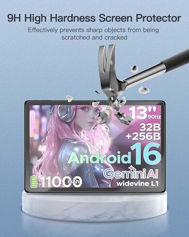2-Pack Screen Protector for DOOGEE U13 13 inch Tablet, 9H Hardness Tempered Glass for DOOGEE U13 Tablet, Anti-Scratch, Bubble Free, HD Clarity in Kuwait