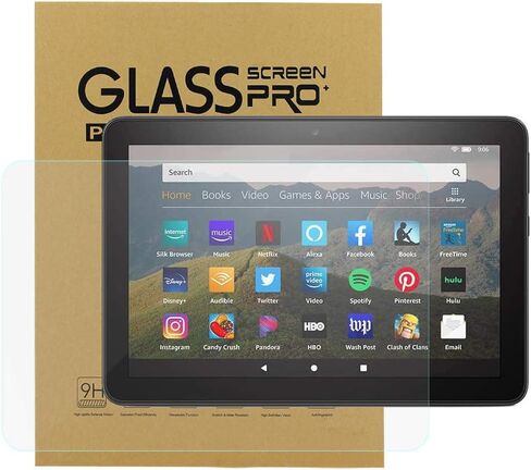 KIQ [1 Pack Screen Protector for All-New Fire HD 8/Fire HD 8 Plus/Fire HD 8 Kids 10th Generation 2020 Release Tempered Glass Clear Anti-Scratch Bubble-Free Self-Adhere in Kuwait