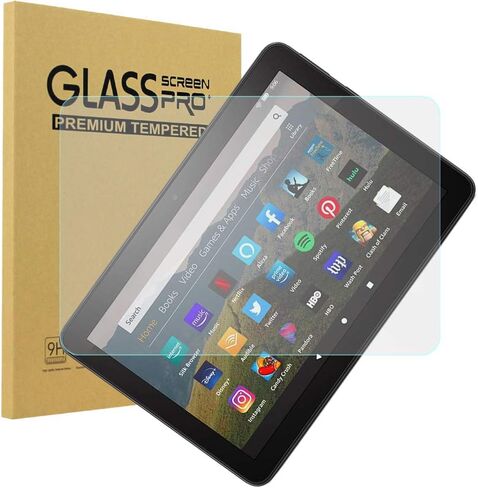 KIQ [1 Pack Screen Protector for All-New Fire HD 8/Fire HD 8 Plus/Fire HD 8 Kids 10th Generation 2020 Release Tempered Glass Clear Anti-Scratch Bubble-Free Self-Adhere in Kuwait