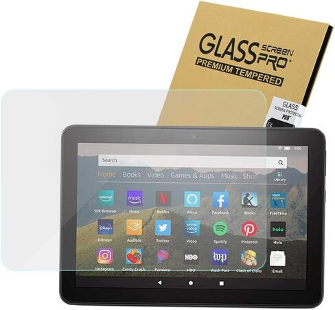 KIQ [1 Pack Screen Protector for All-New Fire HD 8/Fire HD 8 Plus/Fire HD 8 Kids 10th Generation 2020 Release Tempered Glass Clear Anti-Scratch Bubble-Free Self-Adhere in Kuwait